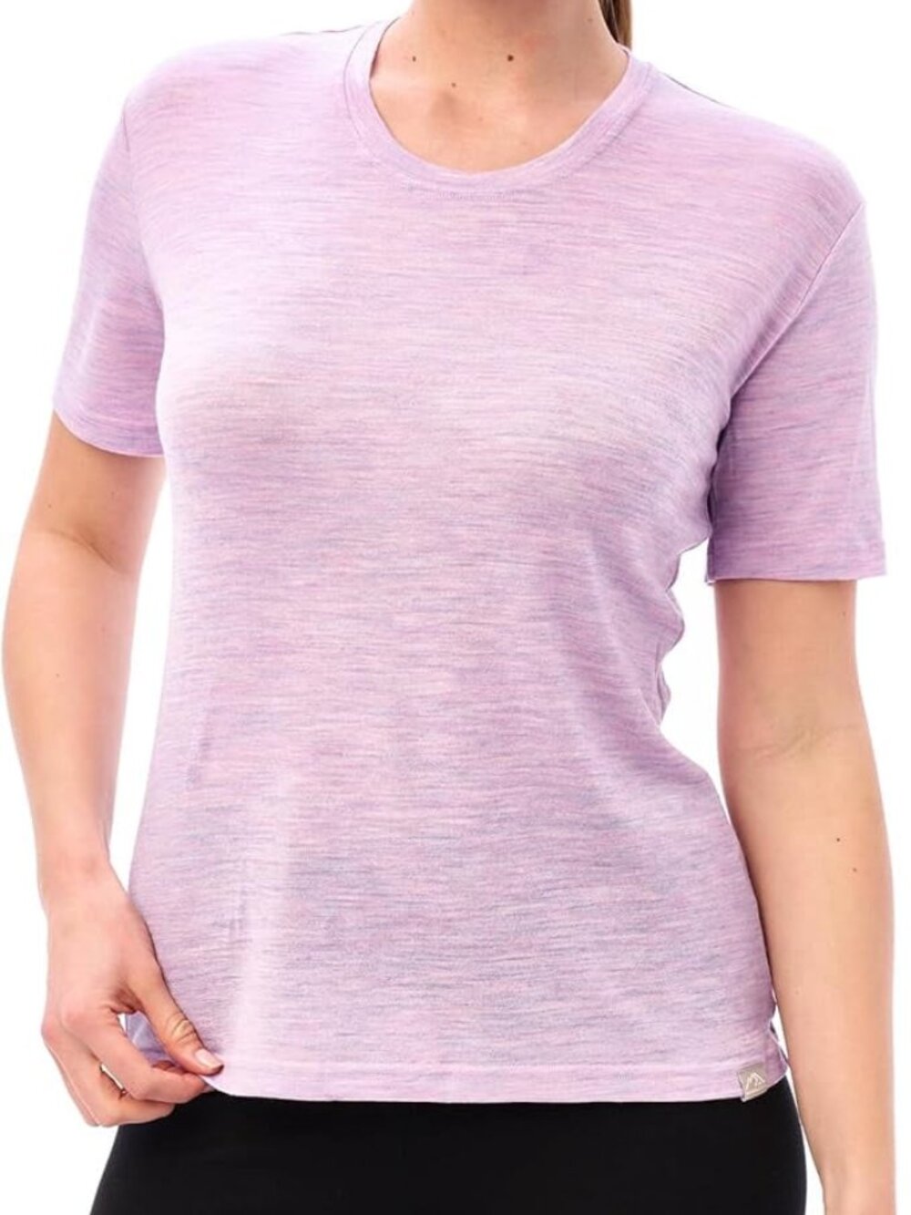 Merino.tech Women’s 100% Merino Wool T Shirt, Heather Lilac